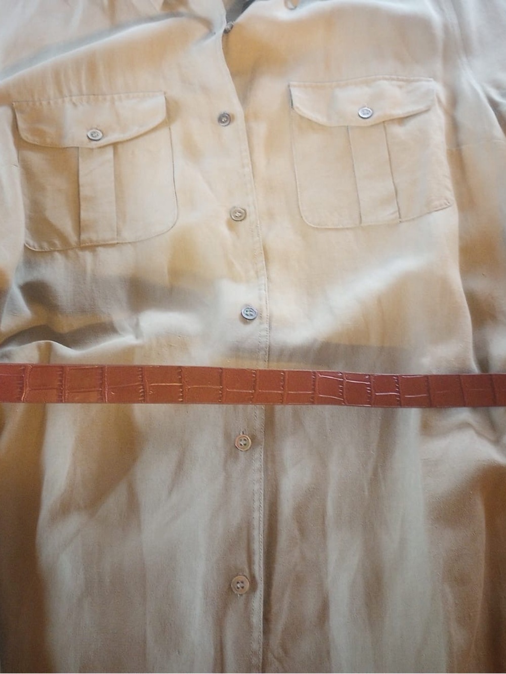 Mulberry Olive-Green Short-Sleeve Midi Shirt Dress - Picture 5 of 10